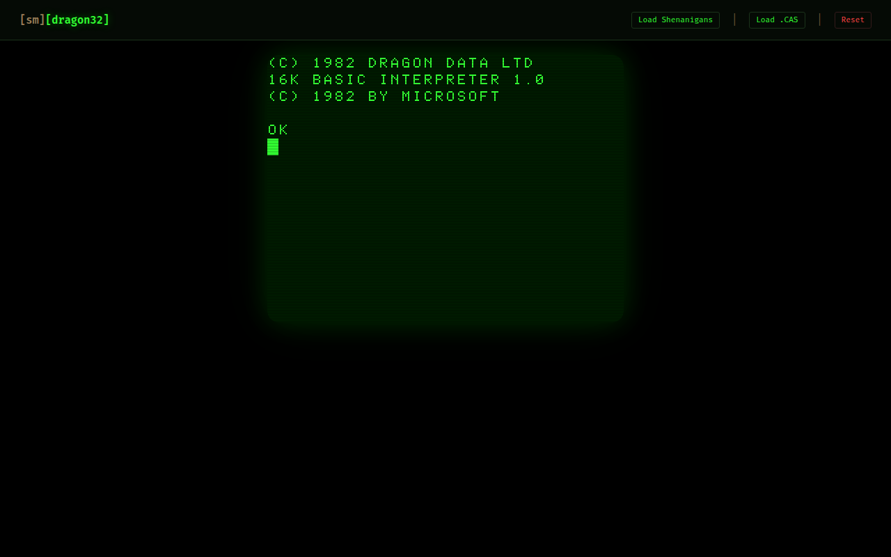 The emulator running a program written in the built-in assembler.