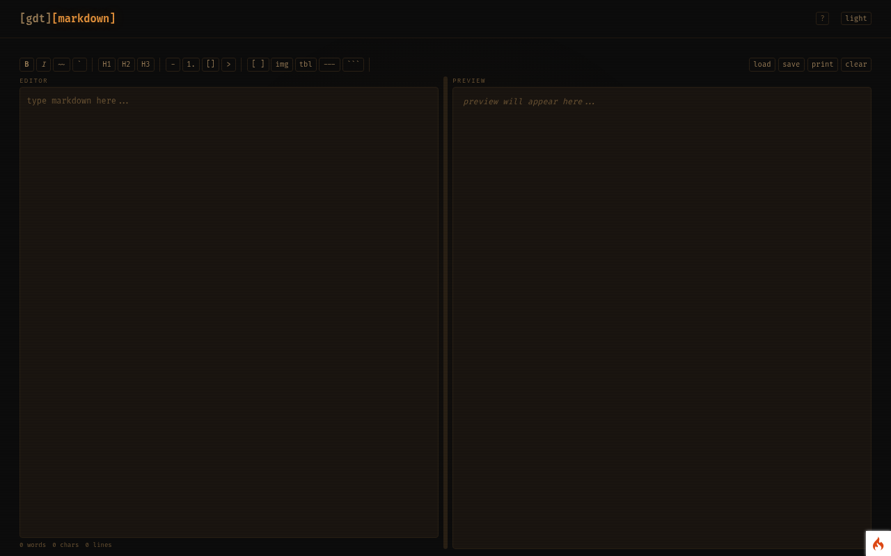 Editor and preview side by side.