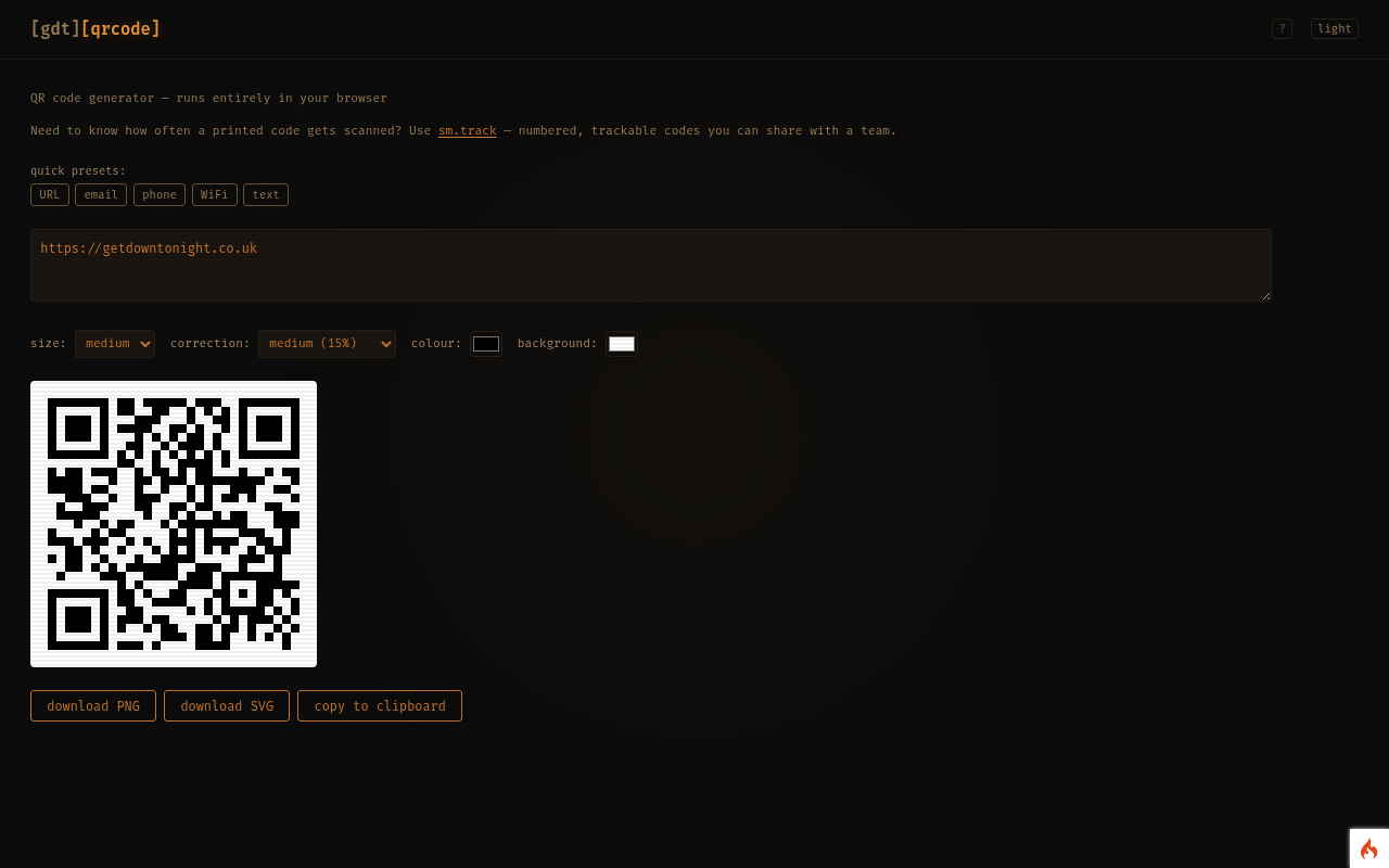 A WiFi QR code generated from the preset, ready to download.